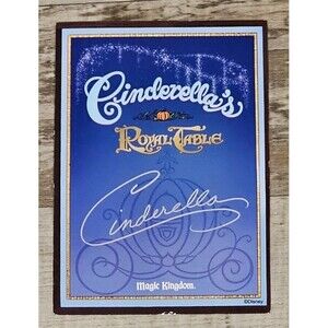 Disney World Cinderella’s Royal Table Souvenir Autograph Card